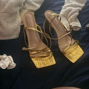 SHEIN Gold Strappy Heels
